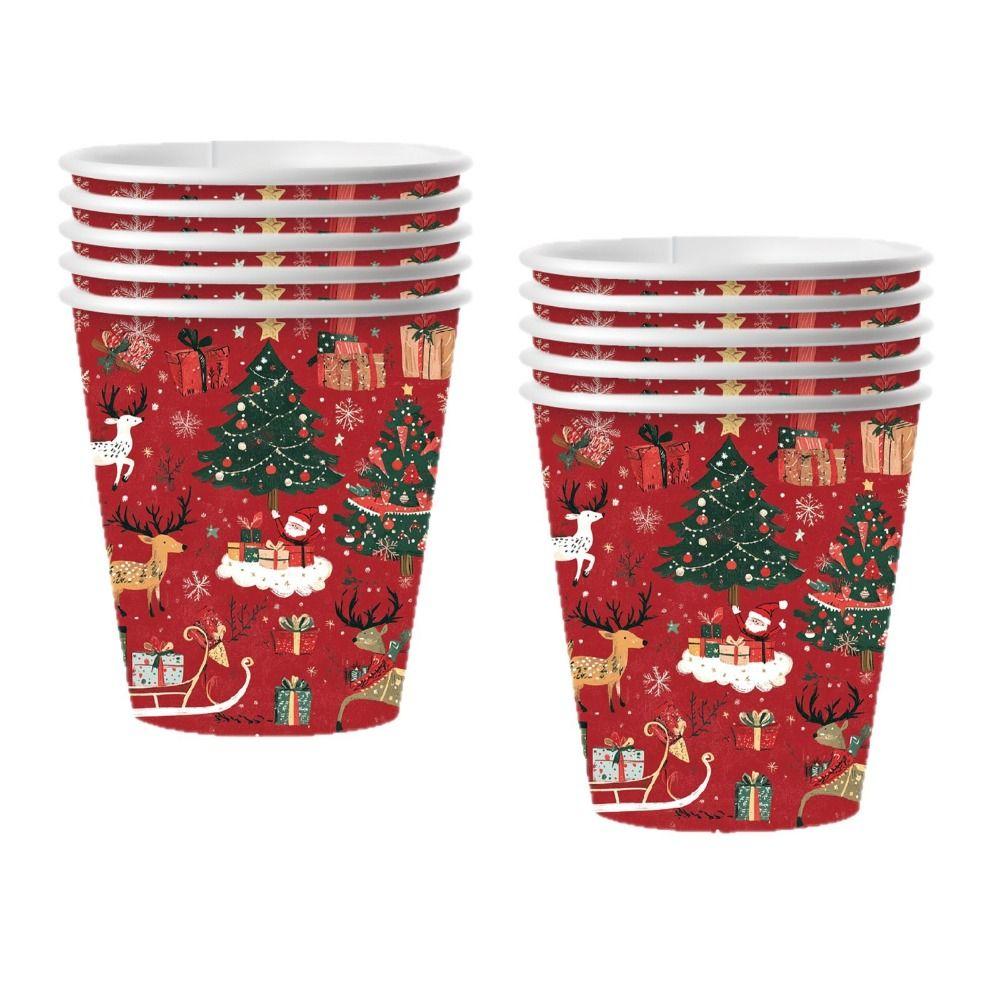 Reindeer Design Christmas Disposable Tableware Color Printed Party Dinnerware Set Venue Decoration