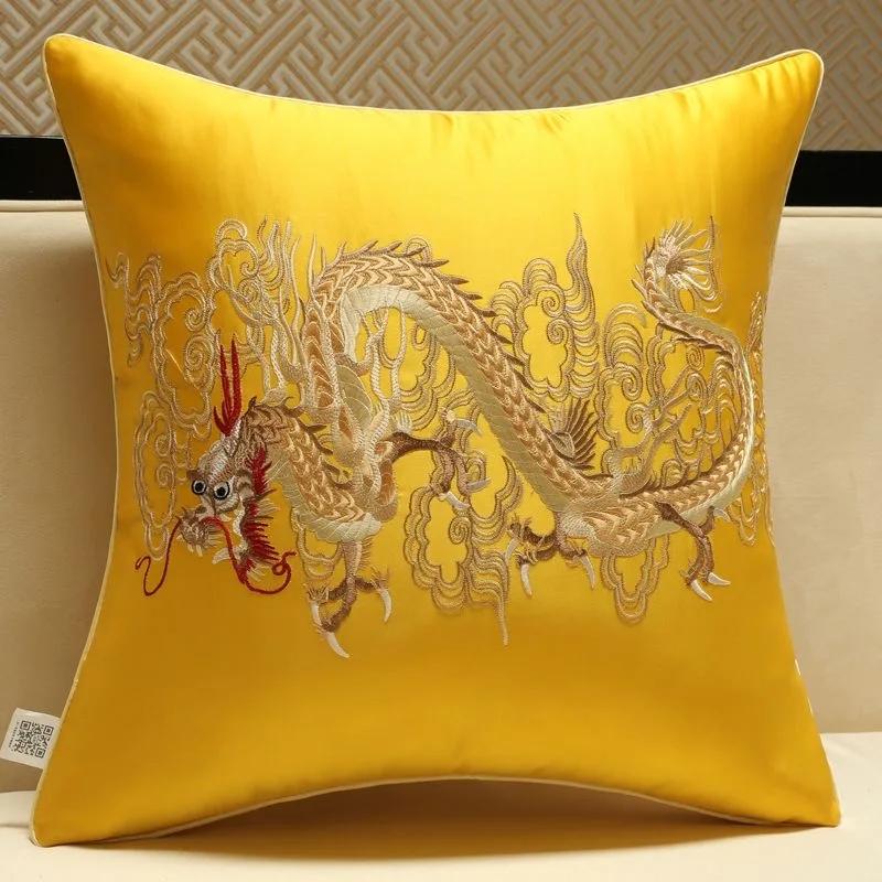 Chinese Style Jacquard Cushion Cover Embroidery Dragon Totem Decorative Pillows Home Bedroom Wedding Party Sofa Decor Pillowcase
