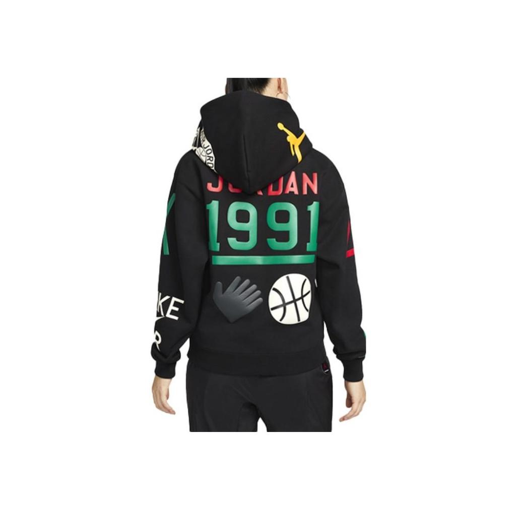 Jordan X Nina Abstract Pattern Print Long Sleeve Hoodie Women Tops Black DO4159-010