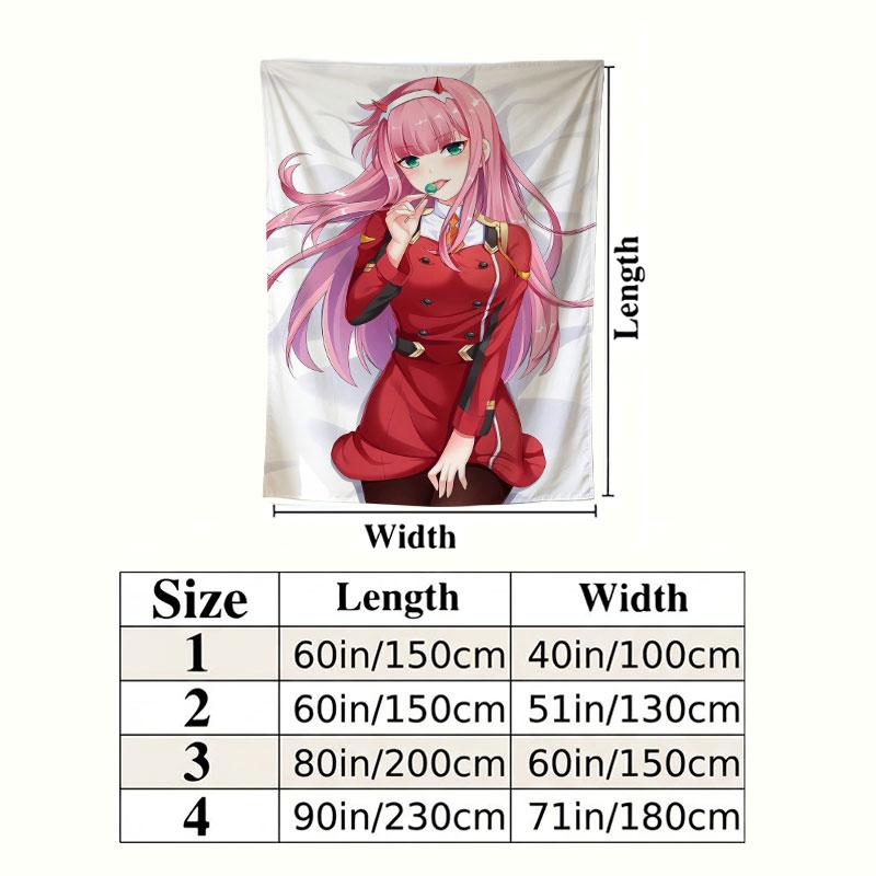 Franxx Zero Two Wall Tapestry Aesthetic Wall Hanging Printed Fabric Blanket Decorative Tapestries For Bedroom Living Room Home Decor