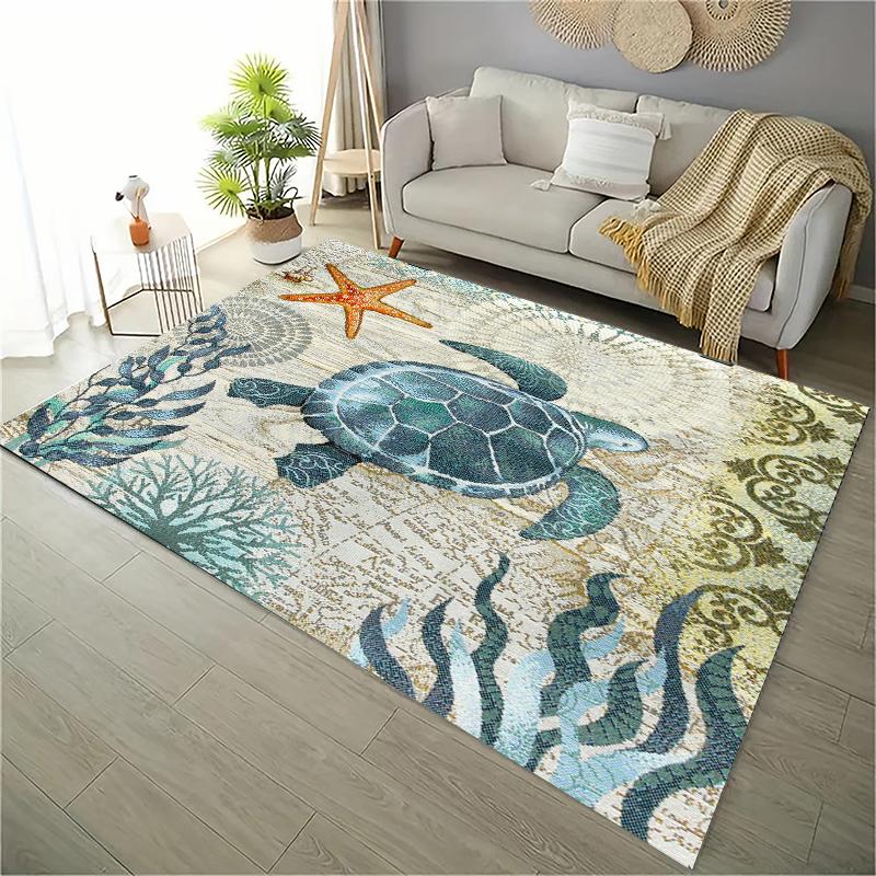 Ocean and Beach 3D Printing Large Area Carpets for Home Living Room  Kids Bedroom Sofa Doormat Kitchen Floor Rugs Anti-slipDecor