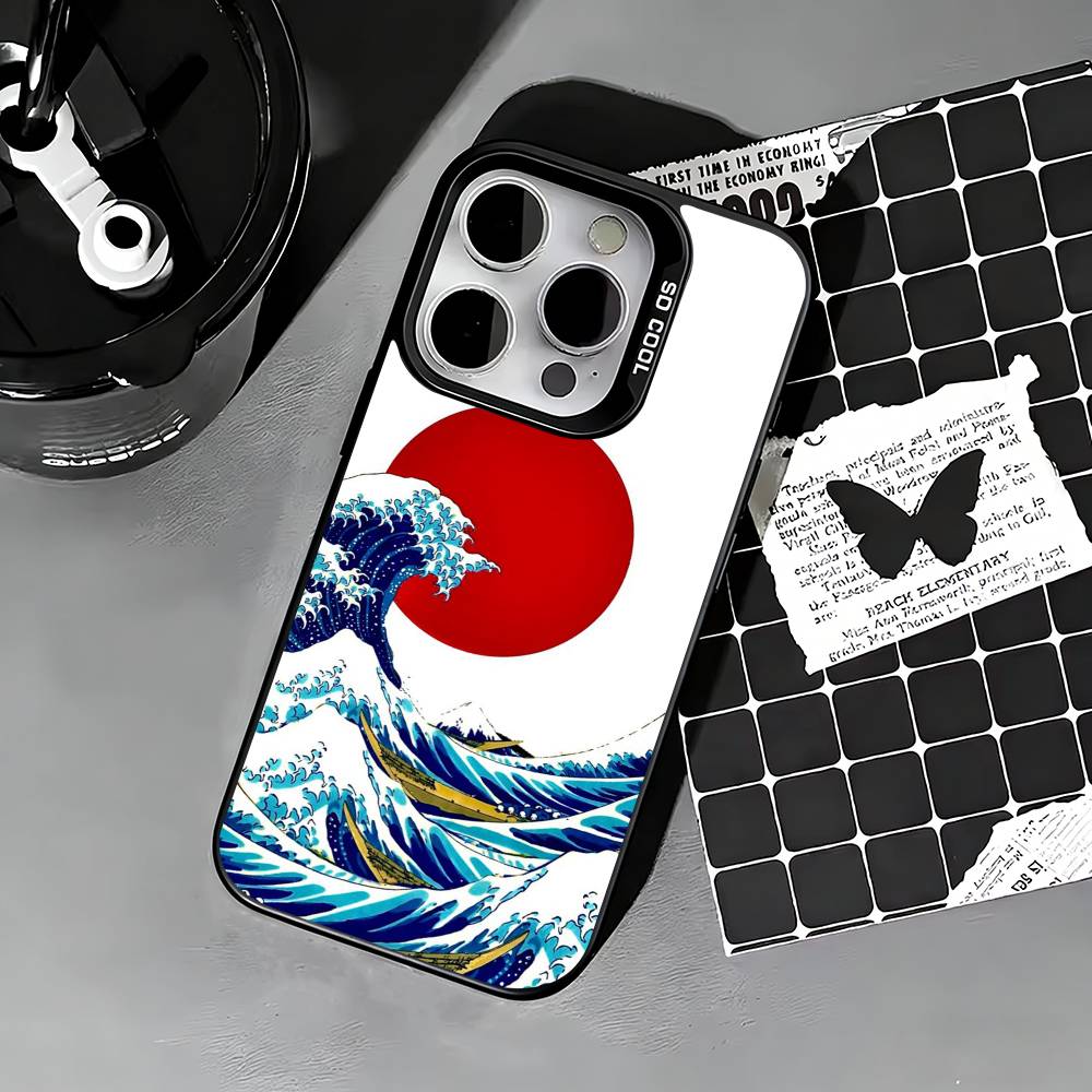 G-Great Wave Off Kanagawa Phone Case For iPhone 17,16,15,14,13,12,11 Plus,Pro Max,XS,Colored silver phone case