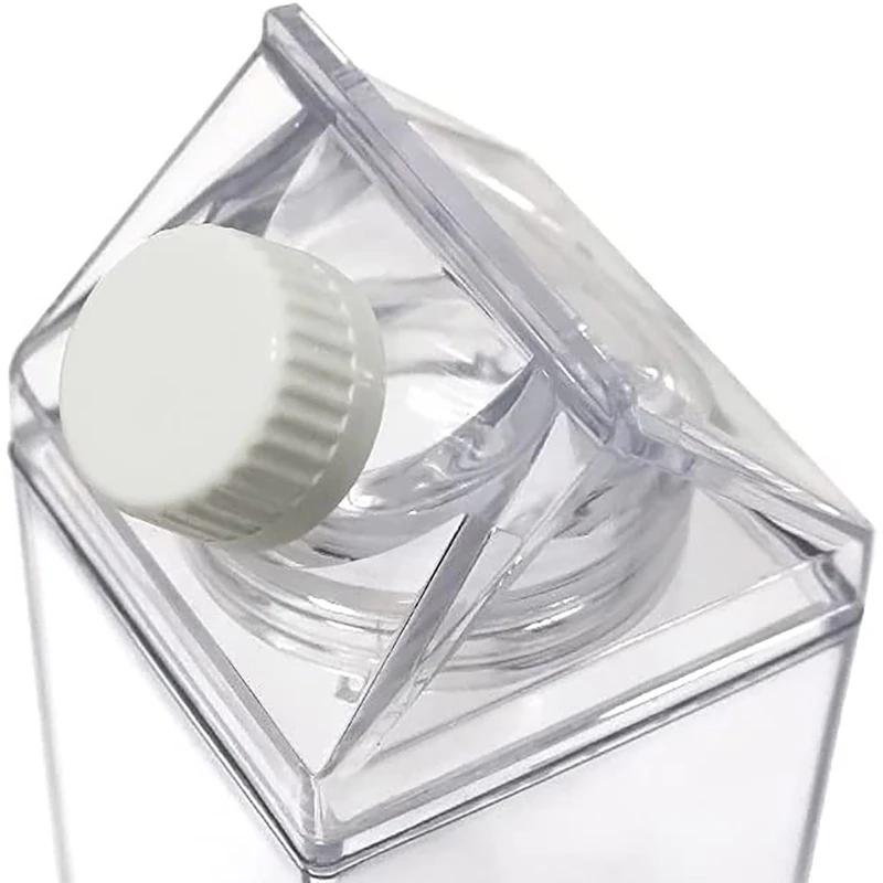 Transparent Water Gym Bottle Plastic  Reusable Clear Milk Carton Box  Juice Sport Leakproof Cup  Drinking Outdoor Camping New
