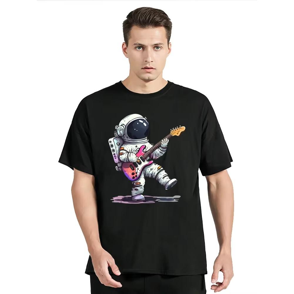 Astronaut Grafik Lustiger Druck T-Shirt Sommer Herrenbekleidung Lockeres T-Shirt Mode Streetwear Oberteile O-Ausschnitt Übergroßes T-Shirt