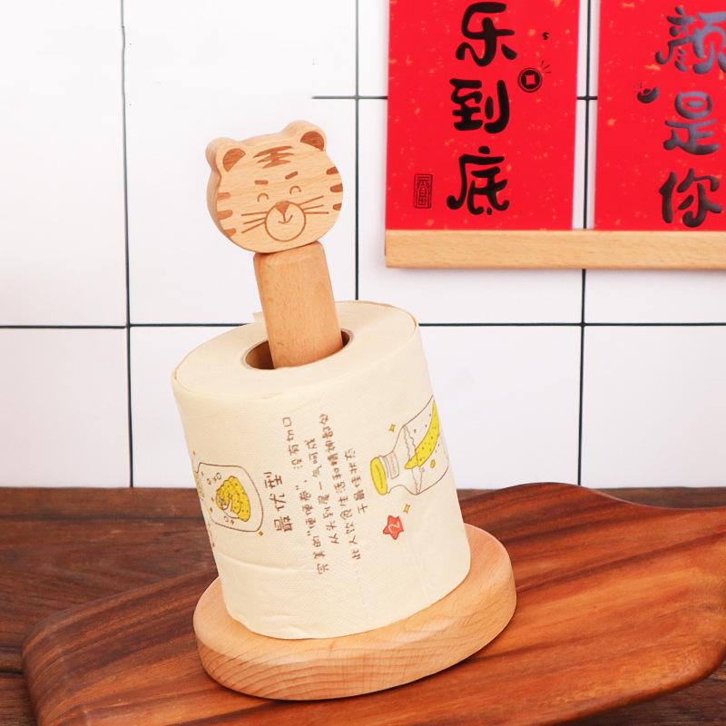 New Kitchen Towel Holder Creative New Year Tiger Vertical Roll Paper Holder Paper Towel Rack Portable Non-Slip Storage Rack