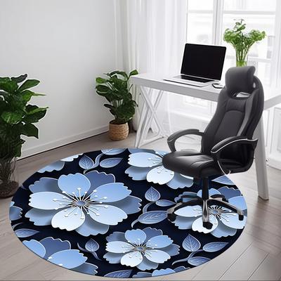 1pc Floral Pattern Office Round Rug, Non-slip, Soft and Durable Office Rug for Interior Decoration, Perfect for Office, Beautiful Decoration Yy2603120