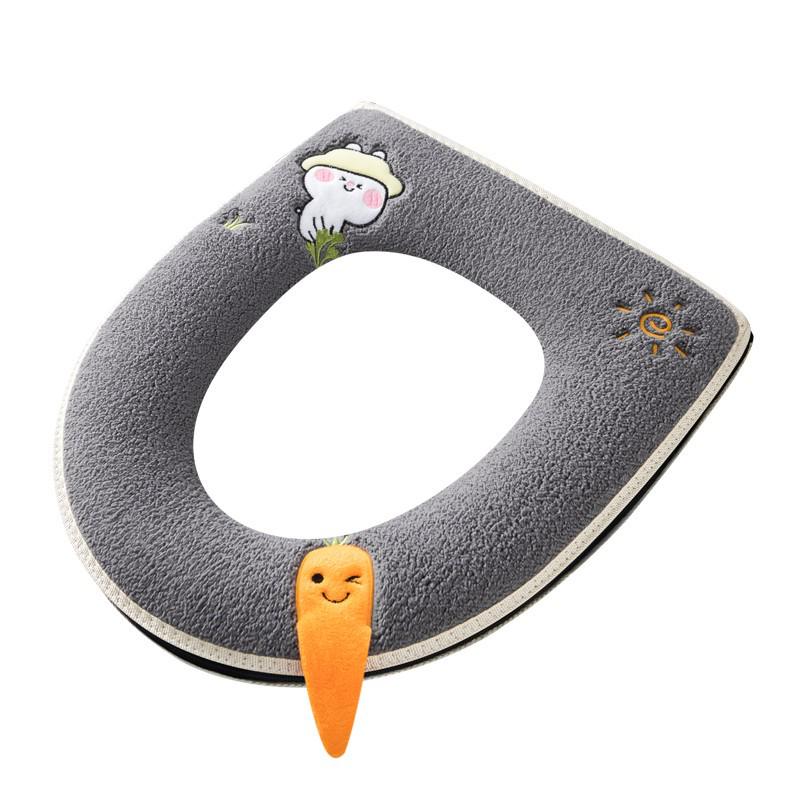 In-Stock Cartoon Zippered Toilet Seat Cushion - Thick and Cute for Autumn/Winter