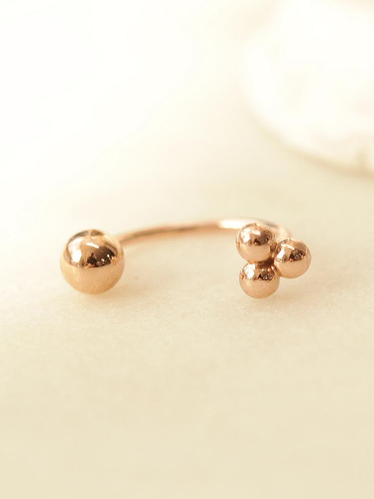 Minimalpiercing 14K Triangle Ball Curve Ring Piercing Earrings