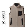 Casual Solid Color Fleece Vest Men's Autumn and Winter Warm Fleece Vest Outdoor Sports Cardigan Fleece Jacket Stand-up Collar Men