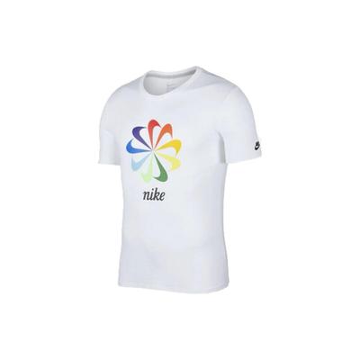 Mehrfarbig Häkel Sonnenblume Rundhals Kurzarm T-Shirt Herren Tops Weiß AQ5197-100