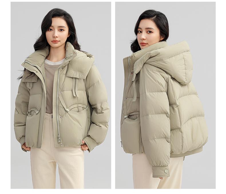 Yaya 2025 Women's Winter Hooded Down Jacket - Short, Thick, High Gram Weight, Fashionable, Warm Outerwear