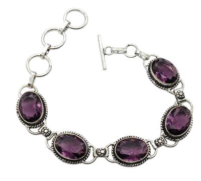 Amethyst Gemstone Silver Plated Handmade Bracelet Jewelry BR 30