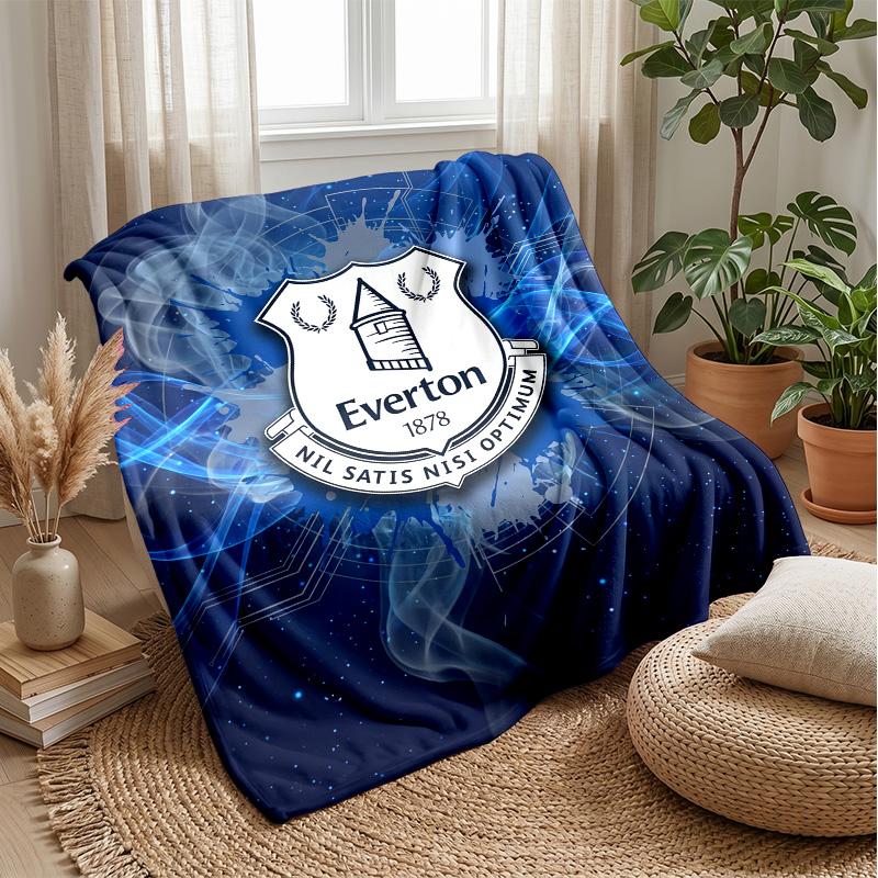 Everton Football Print Flannel Blanket, Soft Warm Lightweight Throw Blanket for Sofa Bed Camping
