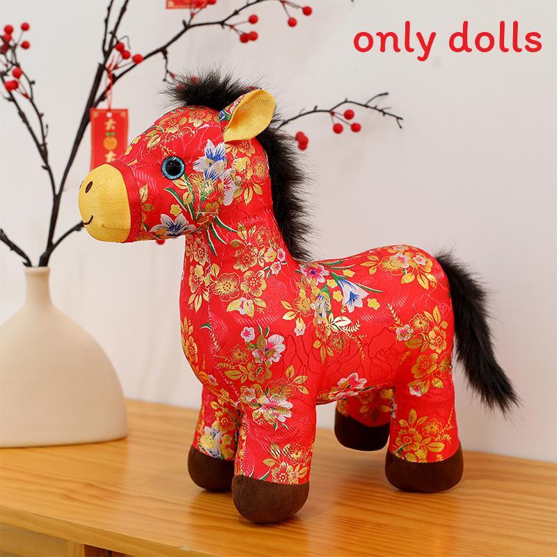 

Zodiac Horse Plush Toy Collectors Edition For Chinese New Year Celebrations Floral,20cm