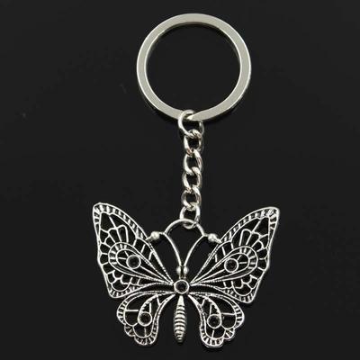 Fashion Hollow Butterfly 48x38mm Pendant 30mm Key Ring Chain Bronze   Men Car Gift Souvenirs Keychain