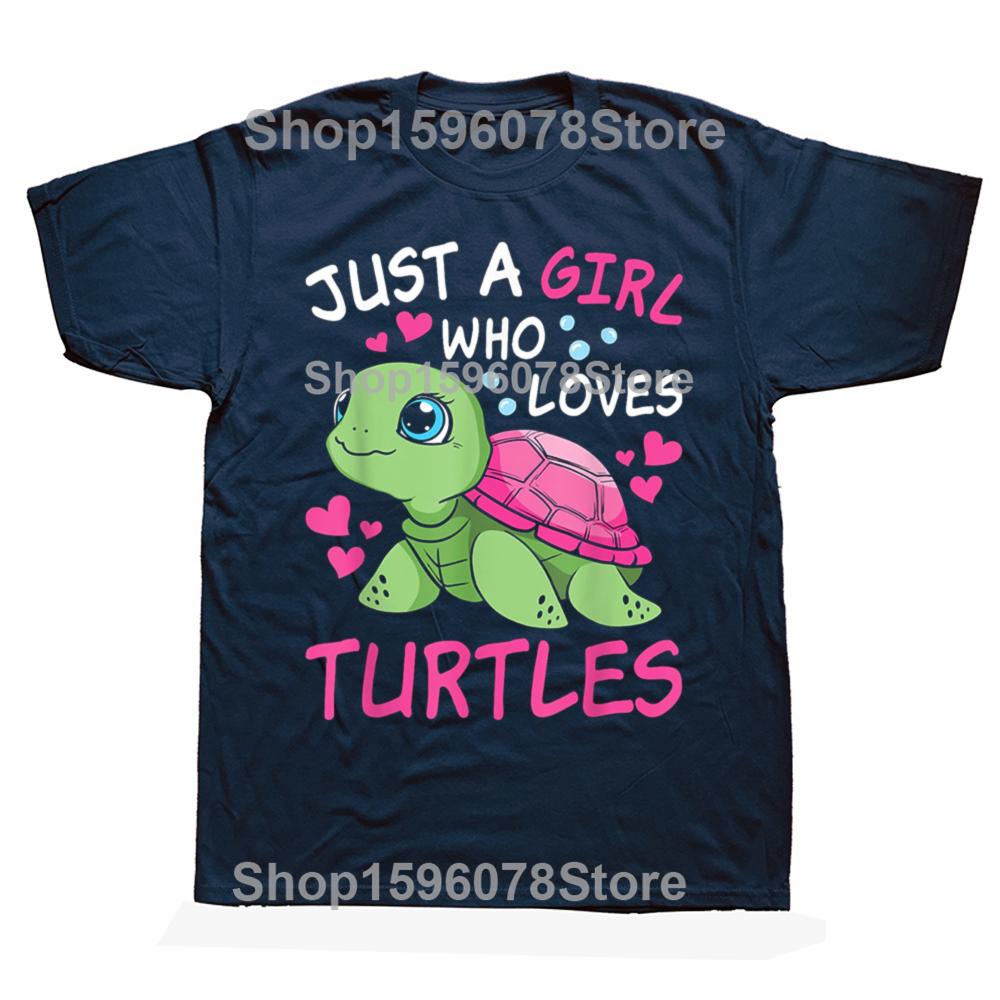 Funny Just A Girl Who Loves Turtles Ocean Animal Cute Sea Turtle T Shirts Mens Clothing Fashion Casual Loose Oversized T Shirt S