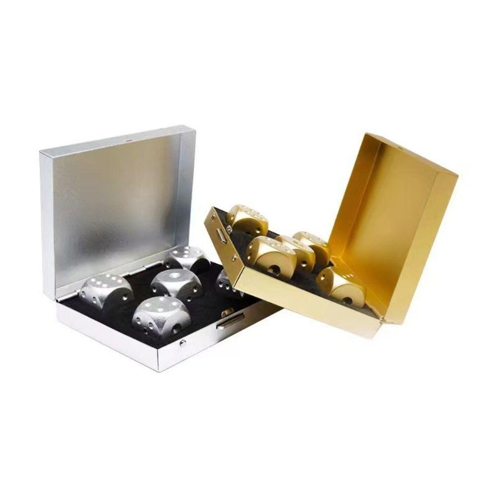 Aluminum Zinc Zinc Alloy 5 In1 Metal Dices with Case Rounded Corners Dice Set Decorative Items