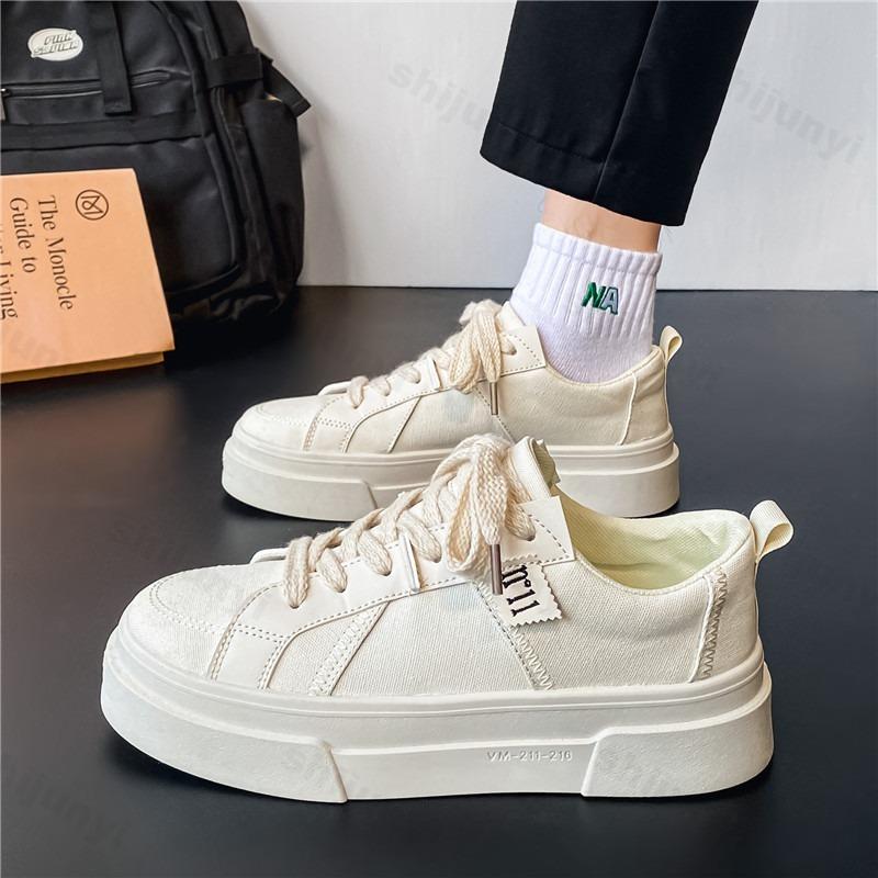 Mode Modetrend Lässige Schuhe mit dicker Sohle für Herren 2025 Frühling Neu Low Top Bequem Rutschfest Schnürschuhe Vielseitige Plateau-Sneaker