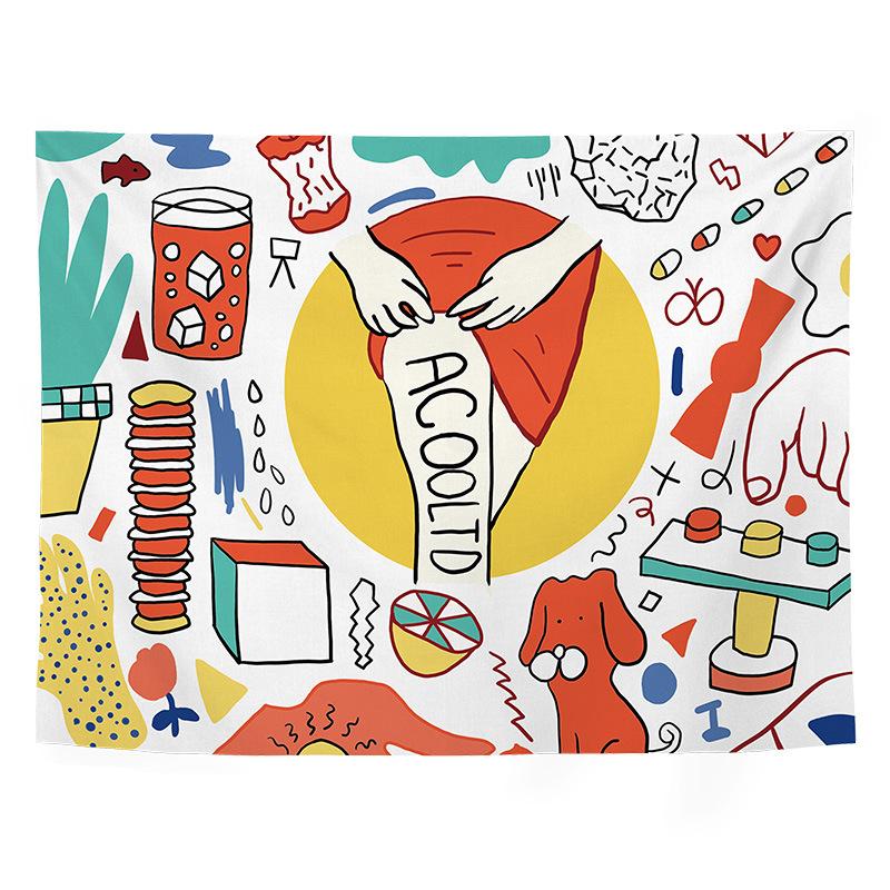 

Ткань с мультяшным фоном Ins, висящая на ветру ткань, гобелен для гостиной, спальни, украшение для гостиной, живопись 100x75