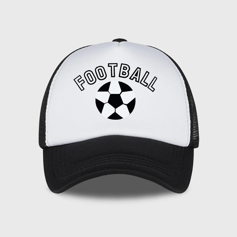 “FOOTBALL” Football-Print Sponge Mesh Cap - Adjustable Unisex Sun Hat for Soccer Fans - Fan Gift Cap