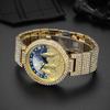 Golden Iced Brilliant Watches Men Luxury Steel Quartz Watch Fashion Leopard Hip Hop Diamond Wrist Watch Man Reloj Hombre