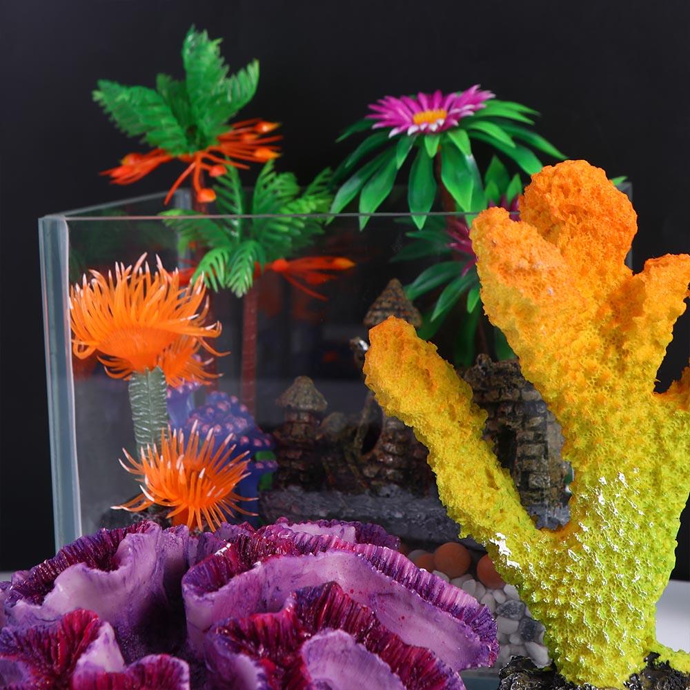for Fish Tank Decor Resin Decorative Fake Coral Reef Aquatic Plants Reef Rock Aquarium Ornaments