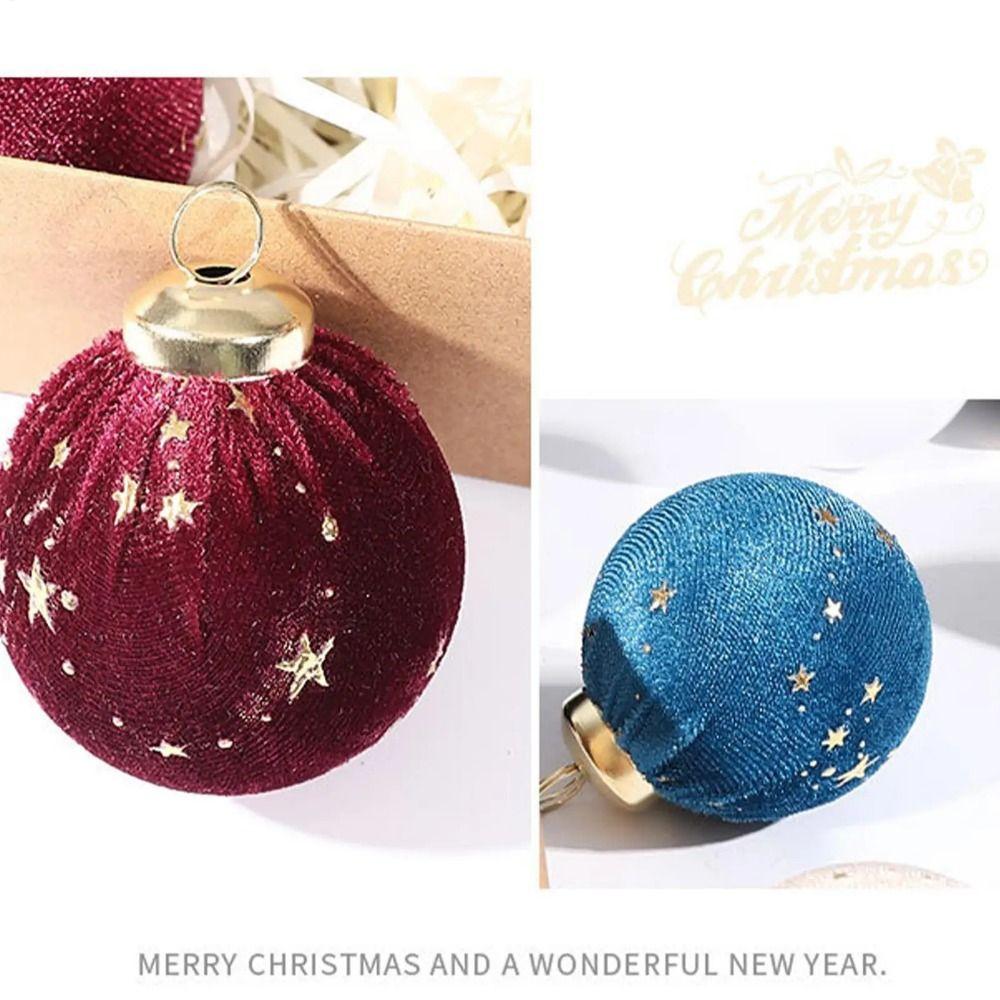 12Pcs/set Creative Flocking Christmas Ball Shiny Xmas Tree Hanging Pendants  Party Decorations