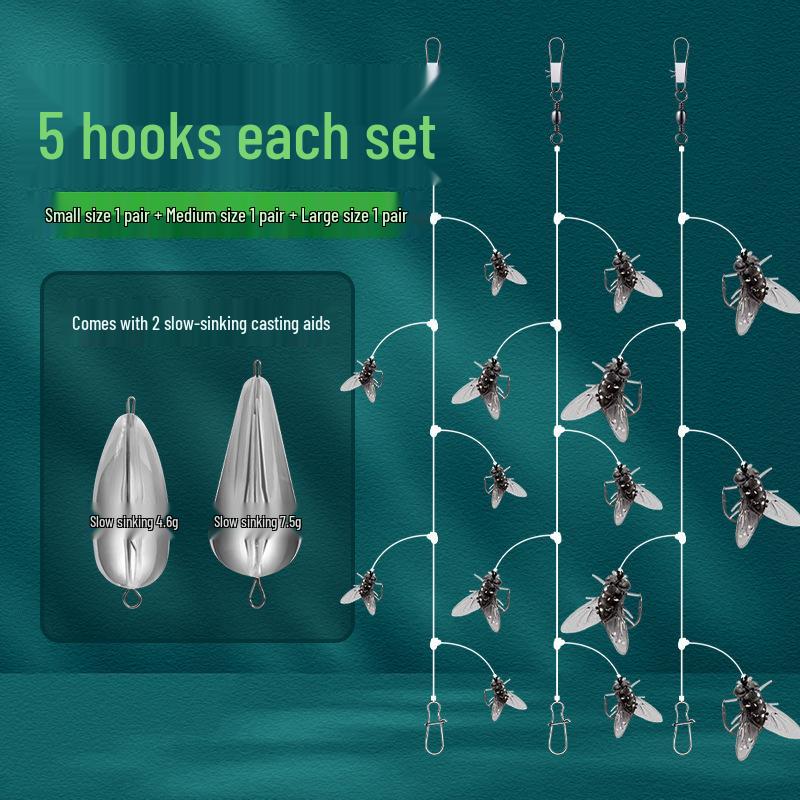 Fly Fishing Rig: Hook Set, Line, Lures, Soft Minnow Bait, Micro Fake Fish Bait