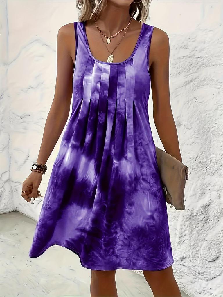 European and American Tie-Dye Sleeveless Loose Vest Dress - Spring/Summer 2026 Fashion