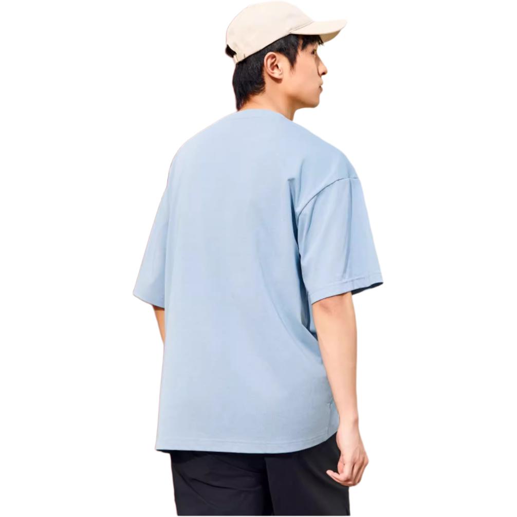 Anta Life Series Solid Color Round Neck Loose Short Sleeve T-Shirt Men Tops Gray Blue 952428102-3