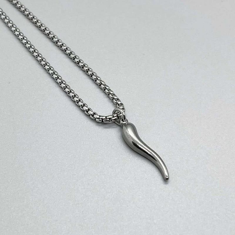 Italian Horn Necklace Corn God Pendant, Stainless Steel Jewelry Gem Gift