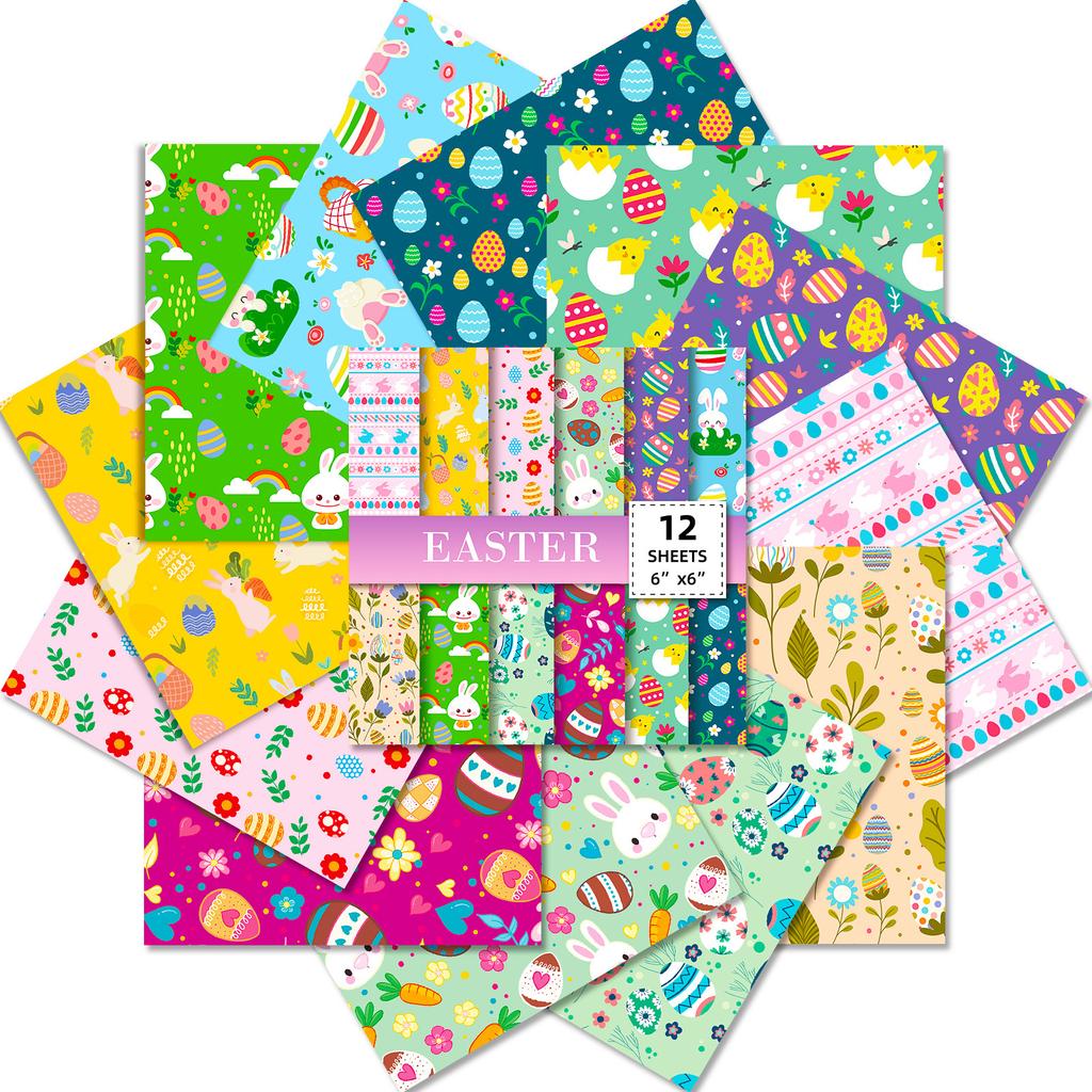 12 bucăți de hârtie colorată de Paște material DIY festival ins stil literar diy hand account decorare material de bază colaj