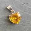 22 Ct Natural Yellow Sapphire Heart Shape Cut 925 Sterling Silver Gem Pendant