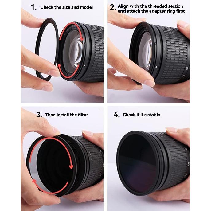 72-77mm Metal Step-Up/Down Ring Adapter Compatible with Mirrorless Cameras DSLR Lens, UV CPL ND Filter Thread Converter, Black