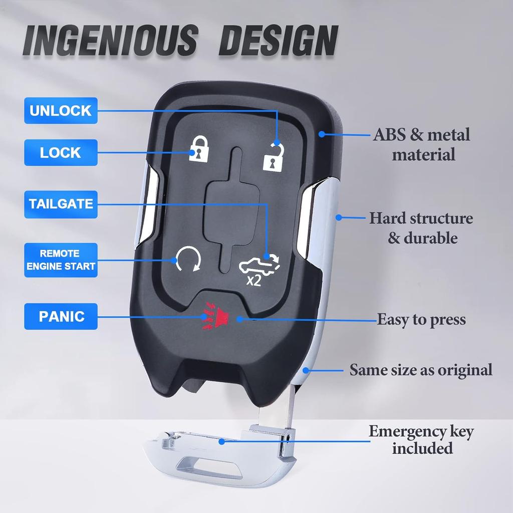 Car Key Fob Shell Case Housing Replacement for GMC Sierra 2019 2020 2021 for Chevy Silverado 2019 2020 HYQ1EA HYQ1ES 5 Buttons,Just a Key Shell