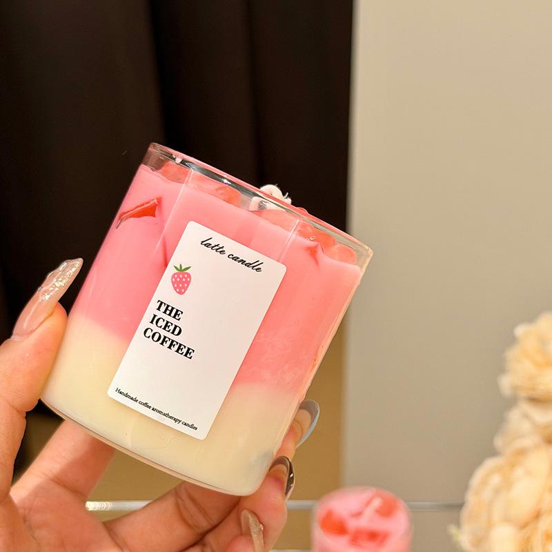 1PC Iced Coffee Aromatherapy Candle Double Layer Colored Fruit Aromatherapy Photo Ornament Holiday Souvenir Aromatherapy Candle
