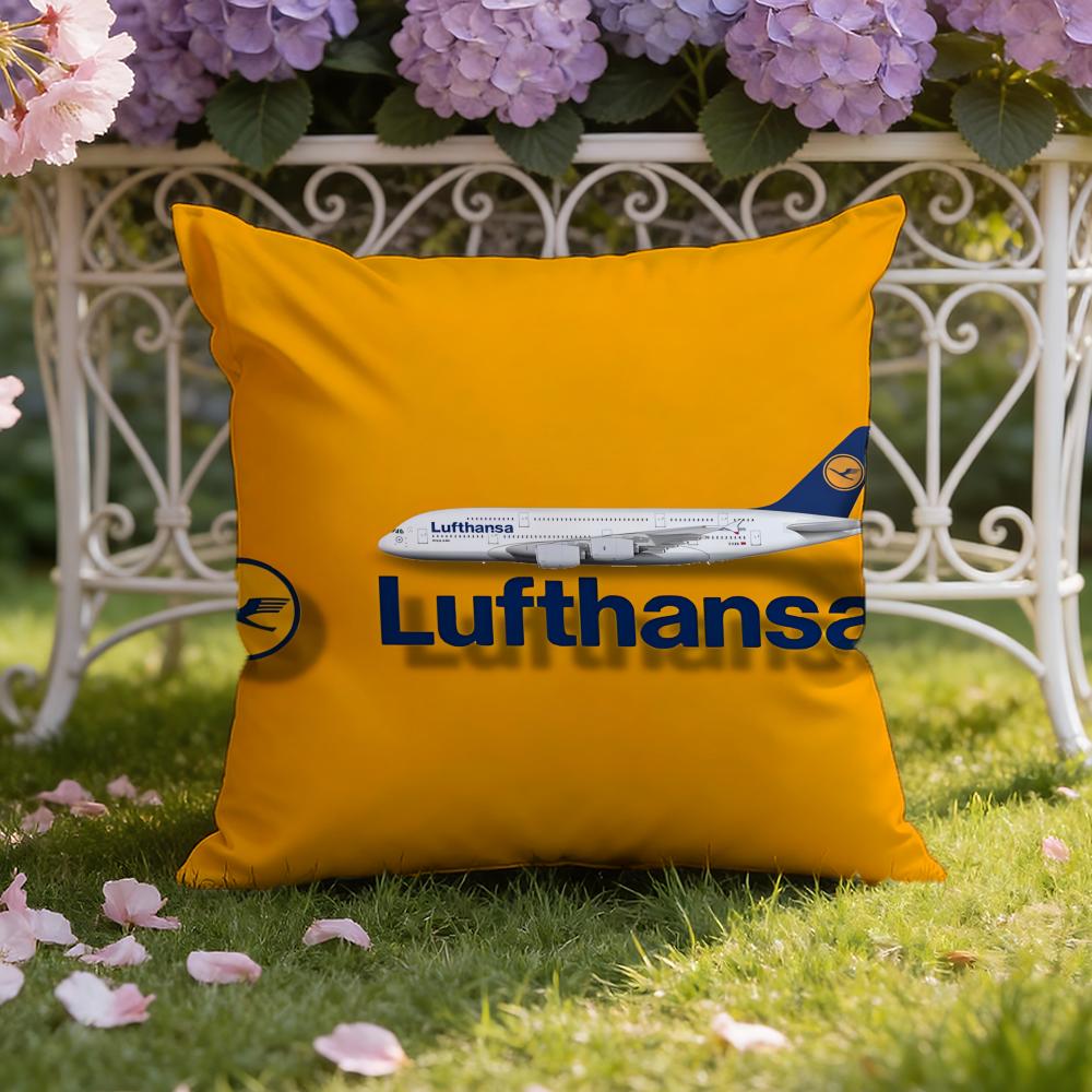 Travel L-Lufthansa Cushion Cover Home & Car Dual-Scene Pillow Cover: Reversible for Premium Comfort