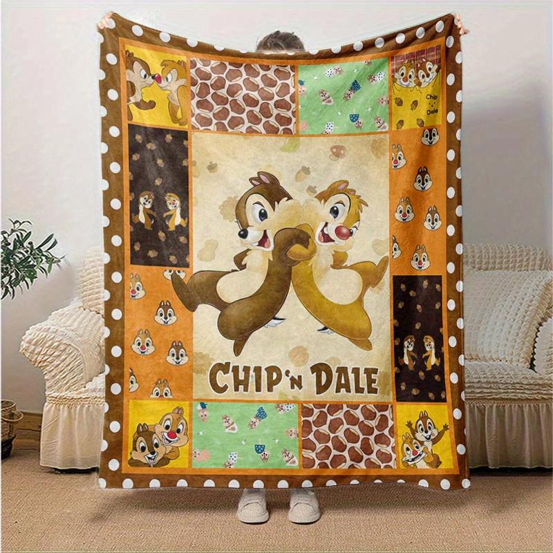 1pc. Cartoon Chip 'n Dale Print Blanket, Seasonal Home Decor Gift for All Seasons,Soft Flannel Throw Blanket, Versatile & Cozy for Bedroom,