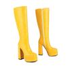 Krazing Pot PU Autumn Winter Shoes Super High Heels Stone Patterns European Design Platform Keep Warm Thigh High Boots