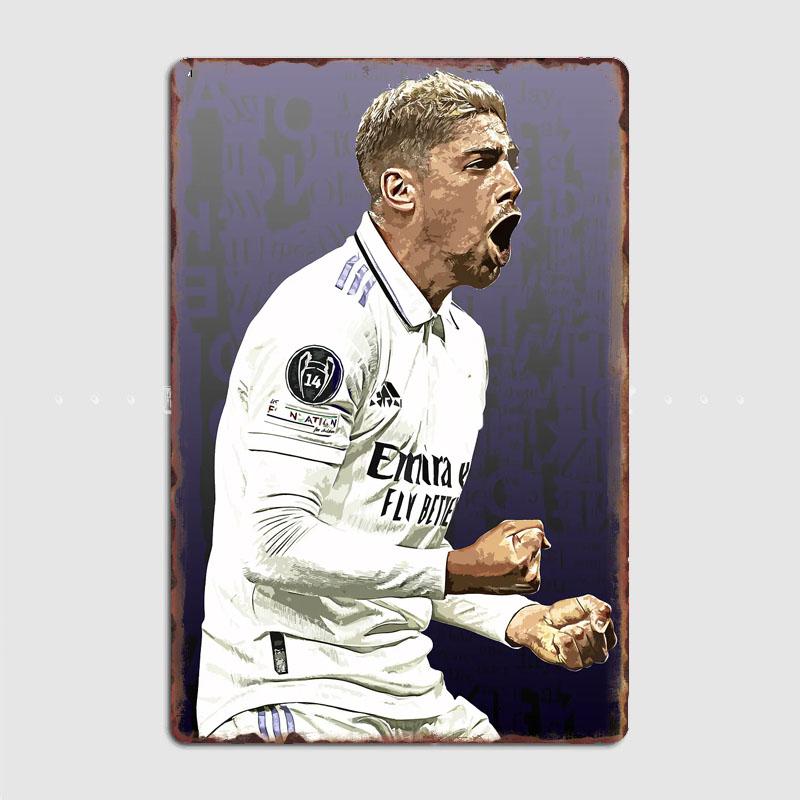 Federico Valverde Soccer Player Metal Poster Sign Football Stadium Garage Club Vintage Bar Wall Room Decoration Home Decor