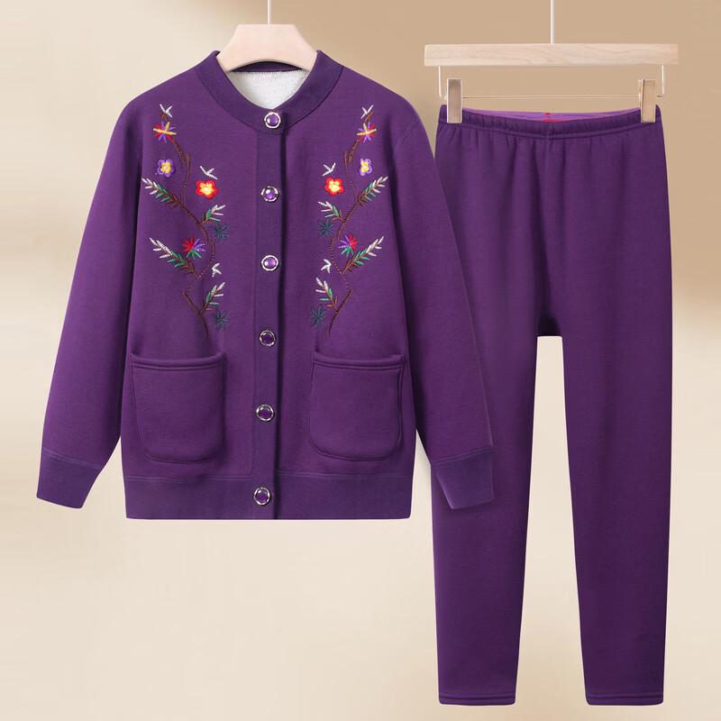 Fengxiao Winter Floral Long-Sleeved Round Neck Loungewear Set