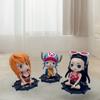 6Pcs/Set One Piece Anime Figure Q Edition Luffy Zoro Nami PVC Cute Bobblehead Collectible Model Decorations Children Toys Gift