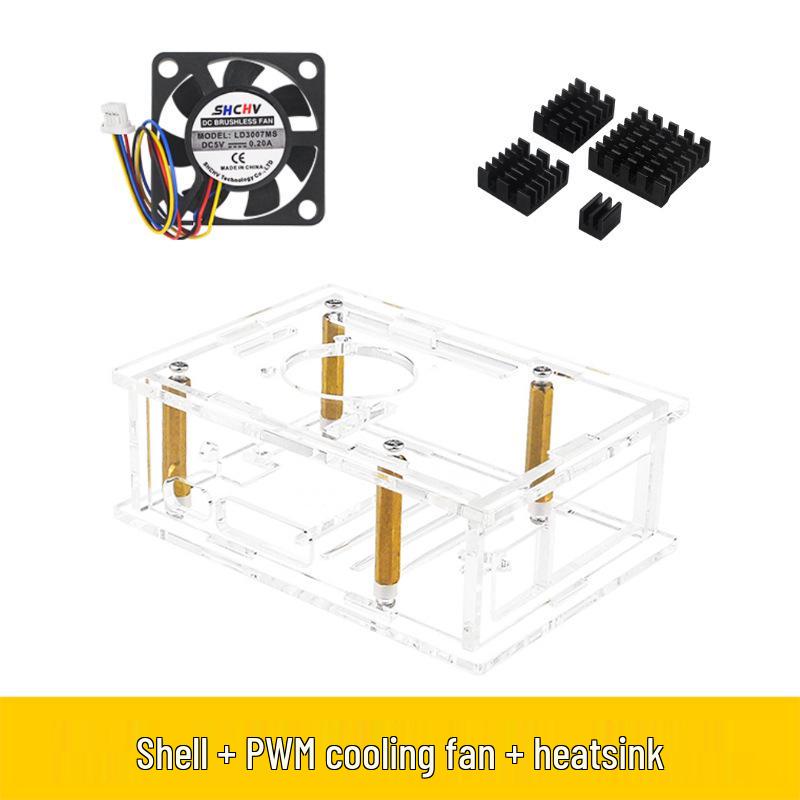 Raspberry Pi 5 Acrylic Case with Cooling Fan