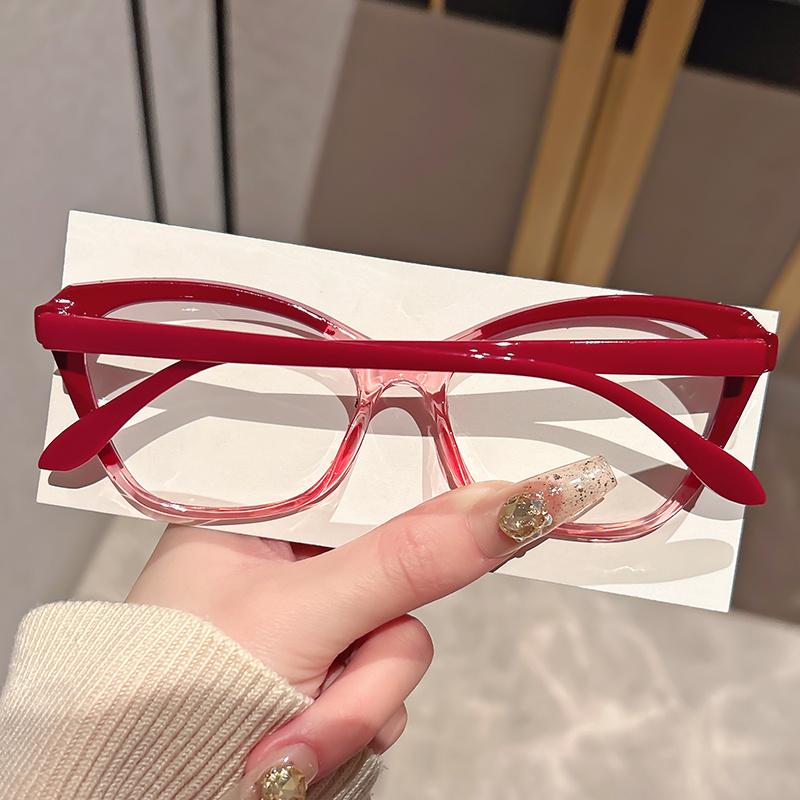 Elegant Cat Eye Reading Glasses for Women - Chic Color Block Frame Clear Lens Fashionable Computer Screen Presbyopia 1.0 to 4.0