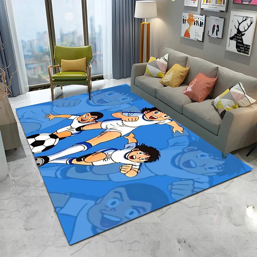 Anime Captain Tsubasa Fußball Cartoon Teppich für Zuhause Wohnzimmer Schlafzimmer Sofa Fußmatte Dekor, Kinder Teppich Rutschfeste Bodenmatte