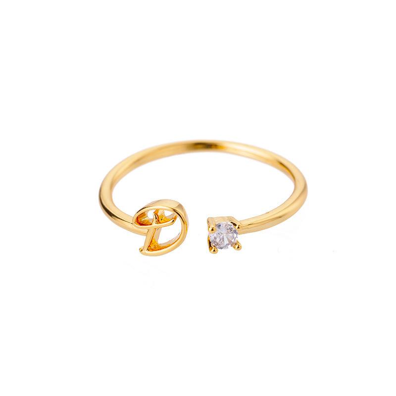 Tiny Initial Letter Rings For Women Stainless Steel A-Z Letters Adjustable Ring Female Christmas Aesthetic Jewelry