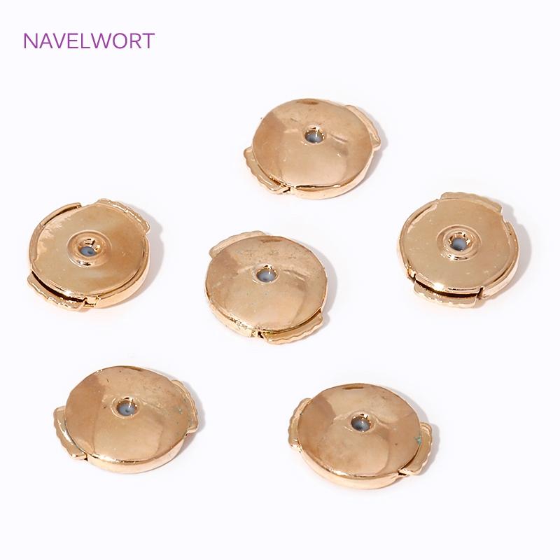 4/8PCS 18K Gold Plated Brass Round Earring Back Stopper,Accessories For Earrings,For Jewelry Making Supplies DIY Earring Making