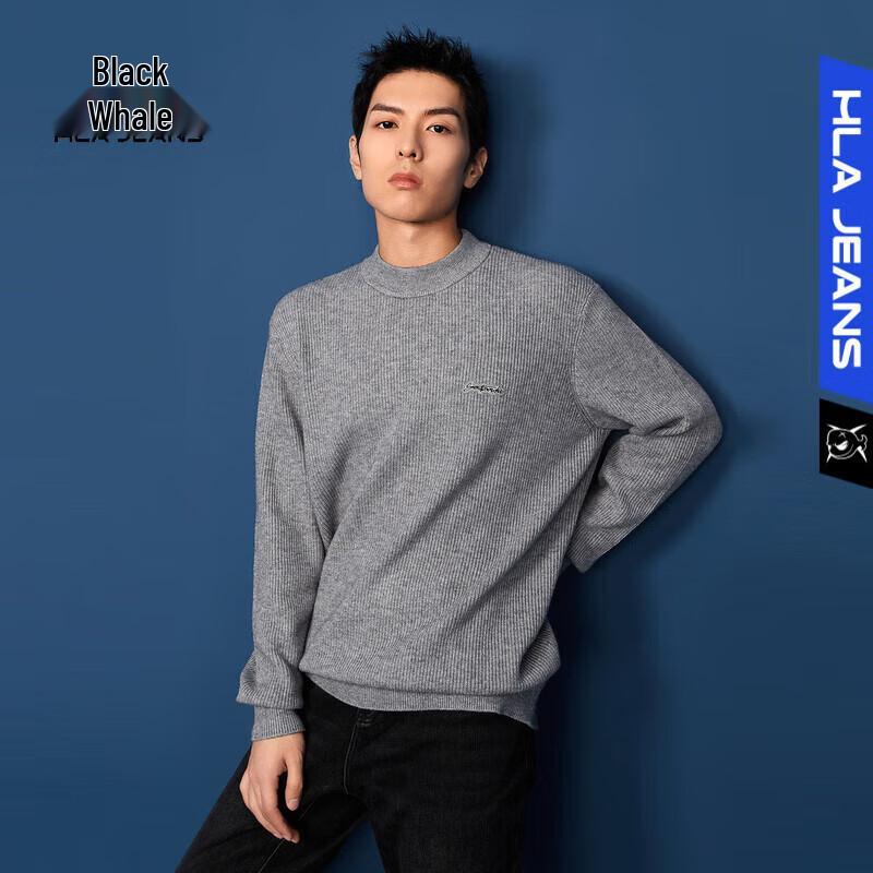 

HLA Black Whale Men s Winter Crew Neck Knit Sweater M