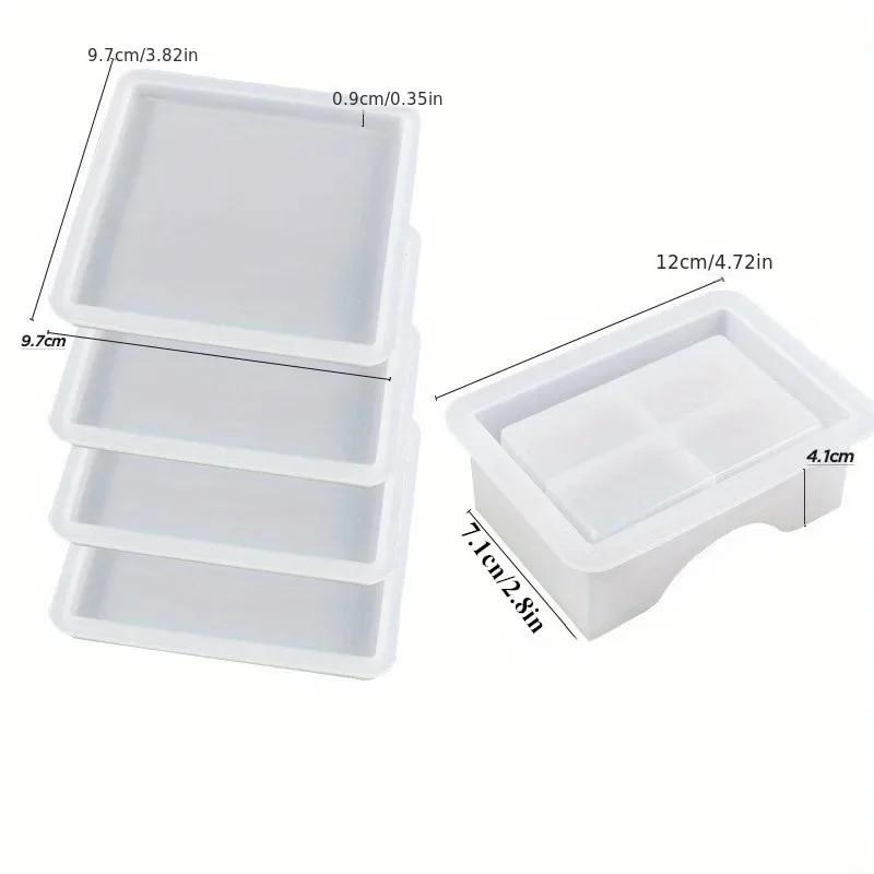 Набор форм для подстаканников из смолы Включает 1 шт. Форма для коробки для хранения подстаканников, 4 шт. Силиконовые формы для подстаканников из смолы для эпоксидной смолы