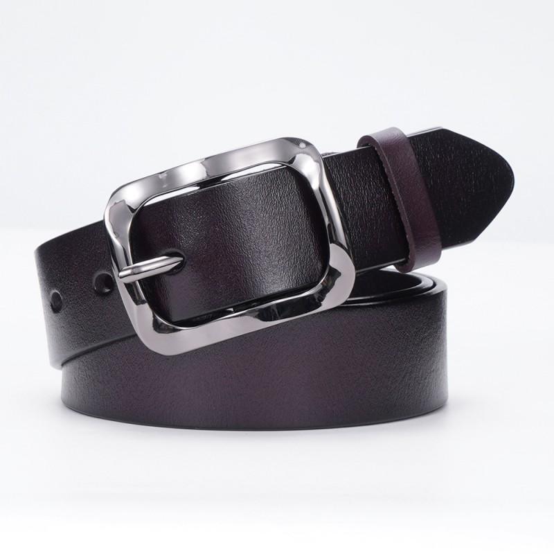 Womens Genuine Leather Belt With Pin Buckle Slim Fit Casual Vintage Waistband Jeans Trousers